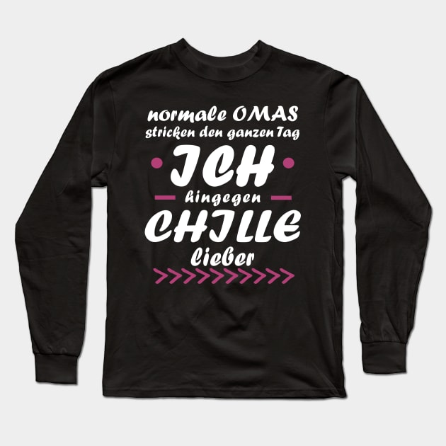 Chillen Oma Cool Rente Pension Muttertag Geschenk Long Sleeve T-Shirt by FindYourFavouriteDesign